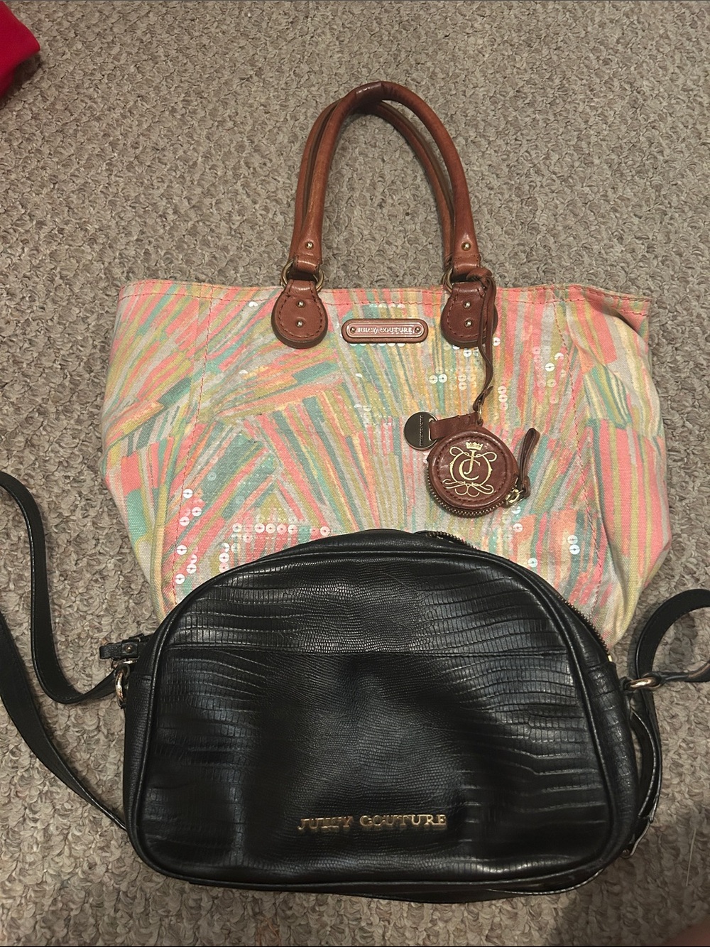 Vintage Juicy Couture Black Crossbody Bag and Sequin Tote